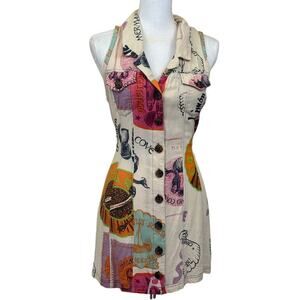 BDG Jasper dress, mermaids, pink/tan, medium, bohemian, coastal, streetwear